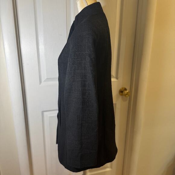 Eileen Fisher Organic Cotton Blend Textured Snap Front Closure Black Jacket SP - Picture 5 of 12